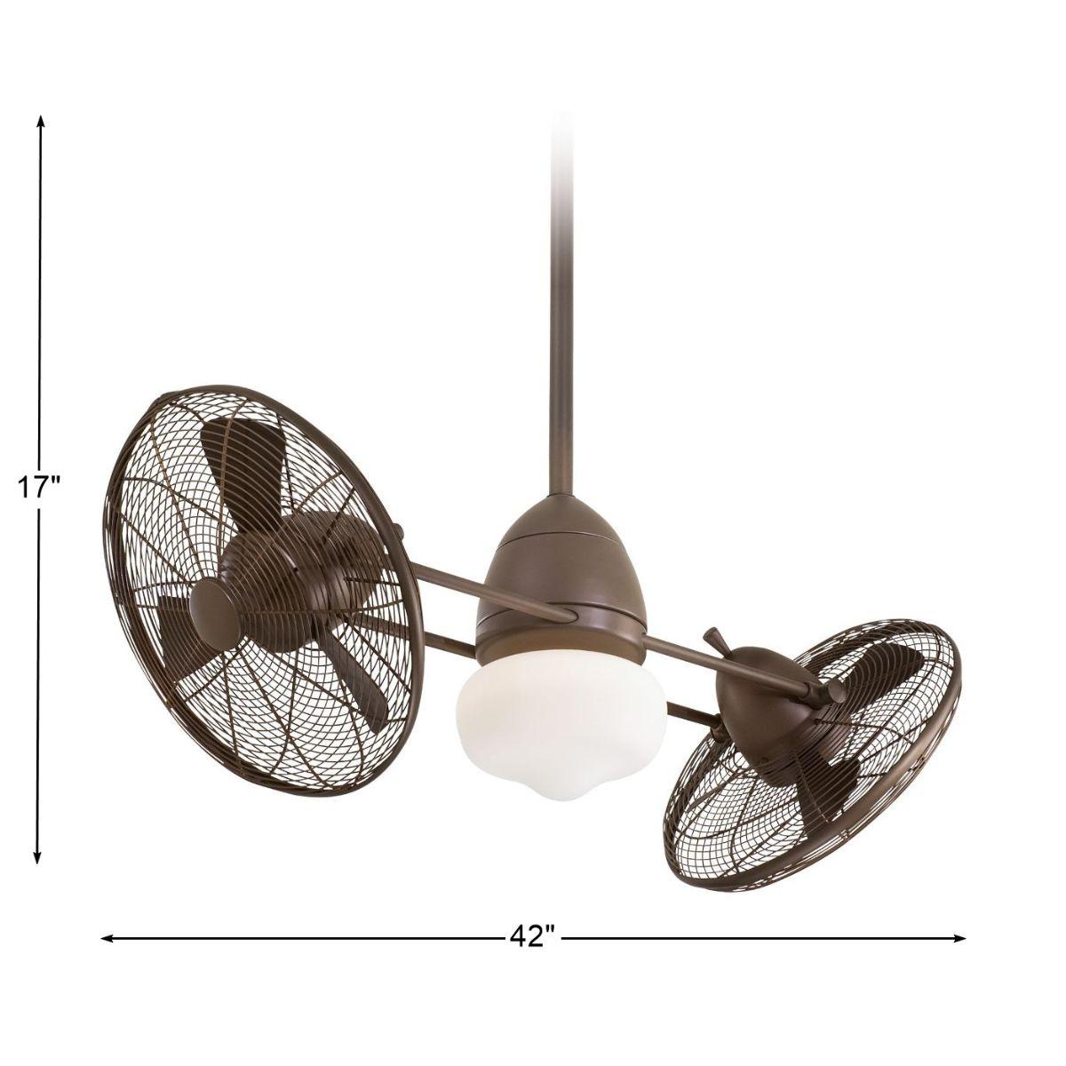 Gyro Wet LED 42" Dual Ceiling Fan with Light and Wall Control, Oil Rubbed Bronze - Bees Lighting