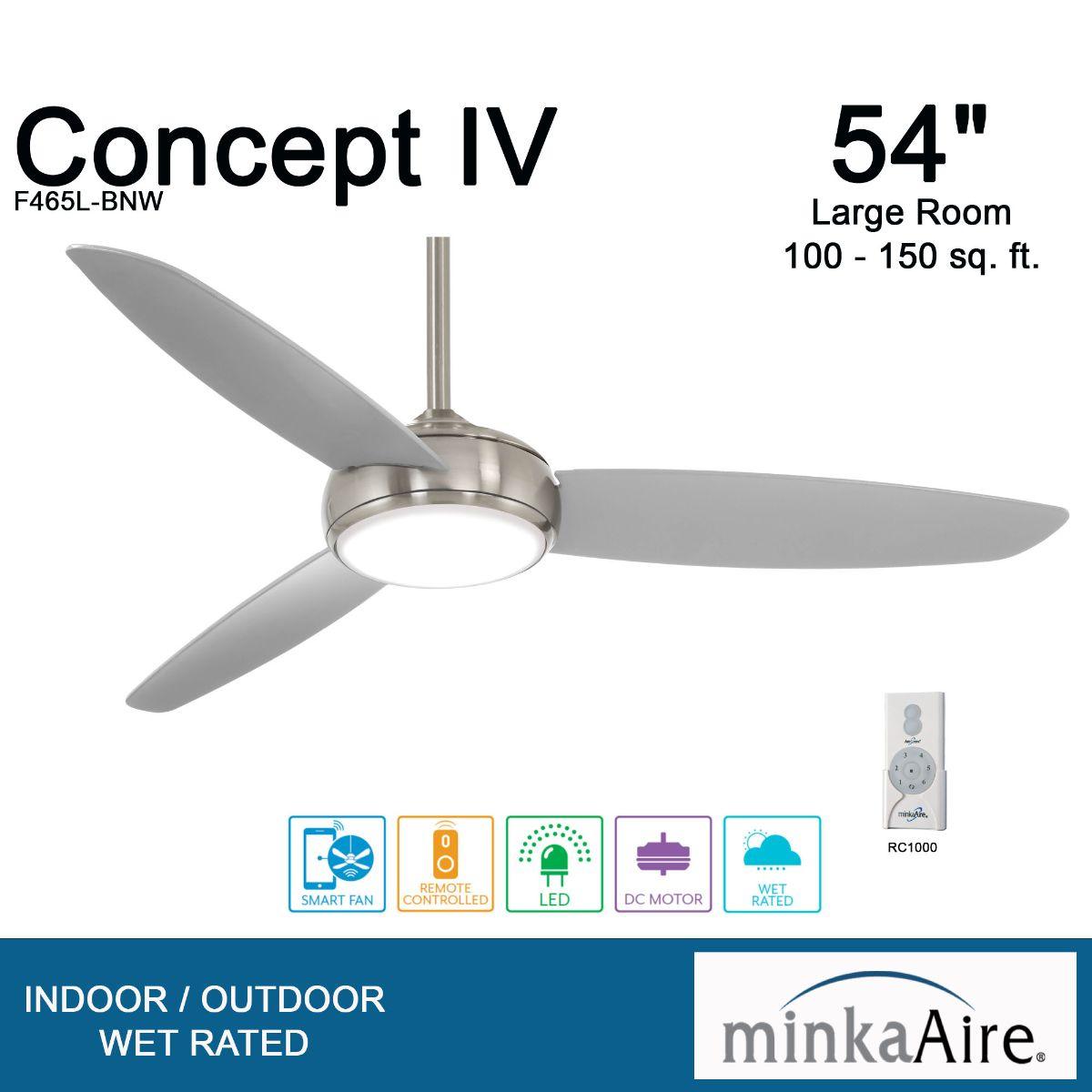 Concept IV 54 Inch Outdoor Smart Ceiling Fan With Light And Remote, Marine Grade - Bees Lighting