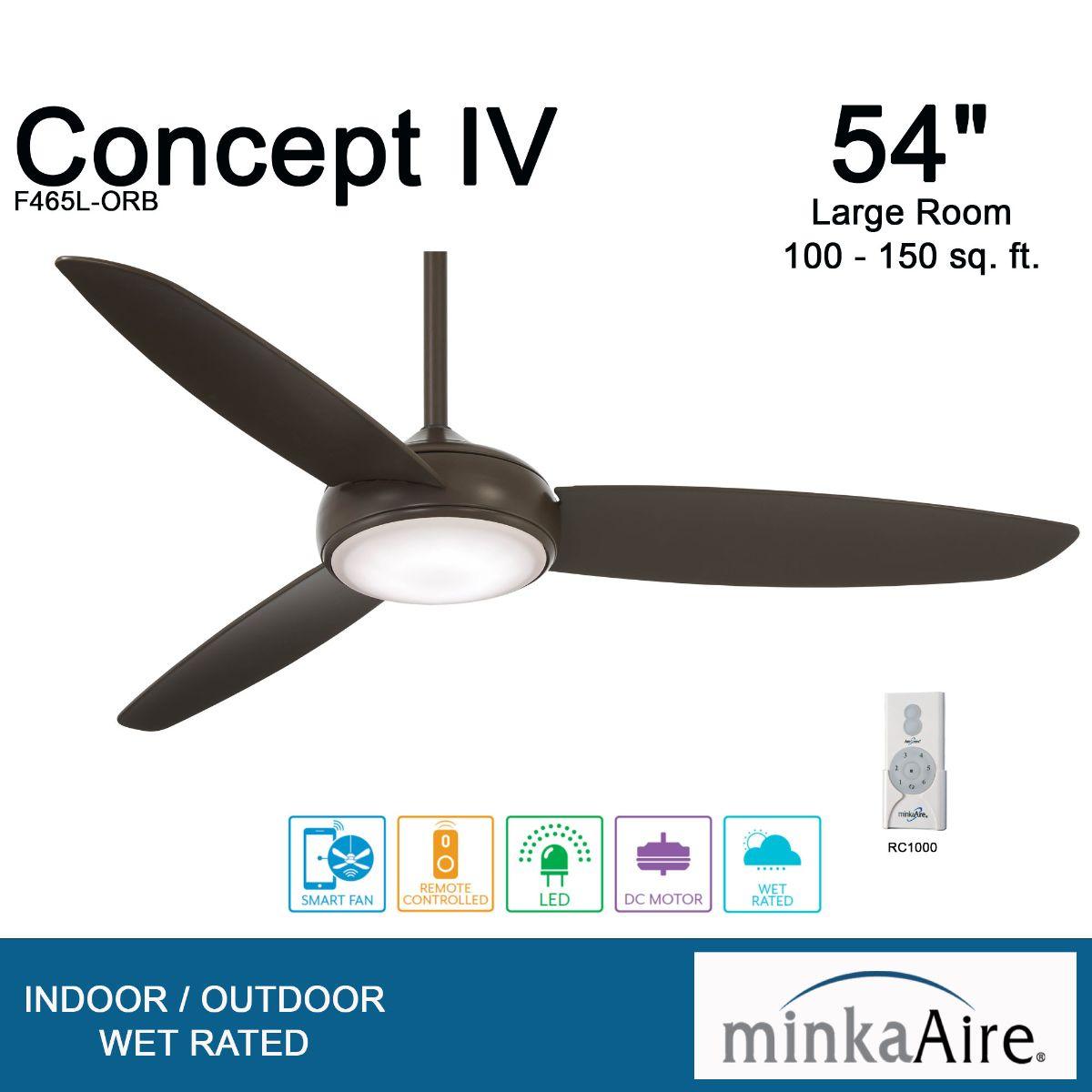 Concept IV 54 Inch Outdoor Smart Ceiling Fan With Light And Remote, Marine Grade - Bees Lighting