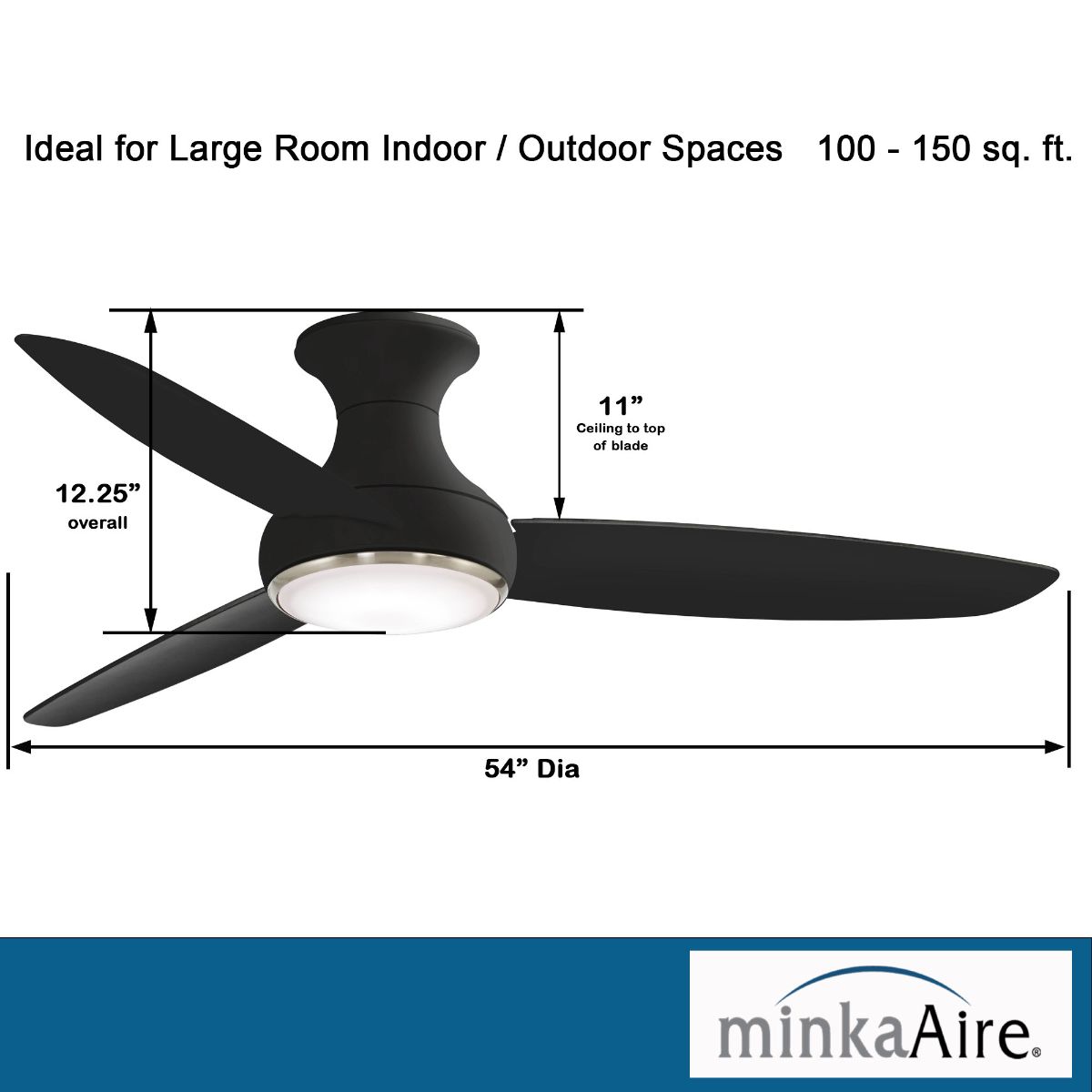 Concept III 54" Black Coal Outdoor Hugger LED Smart Ceiling Fan - Bees Lighting