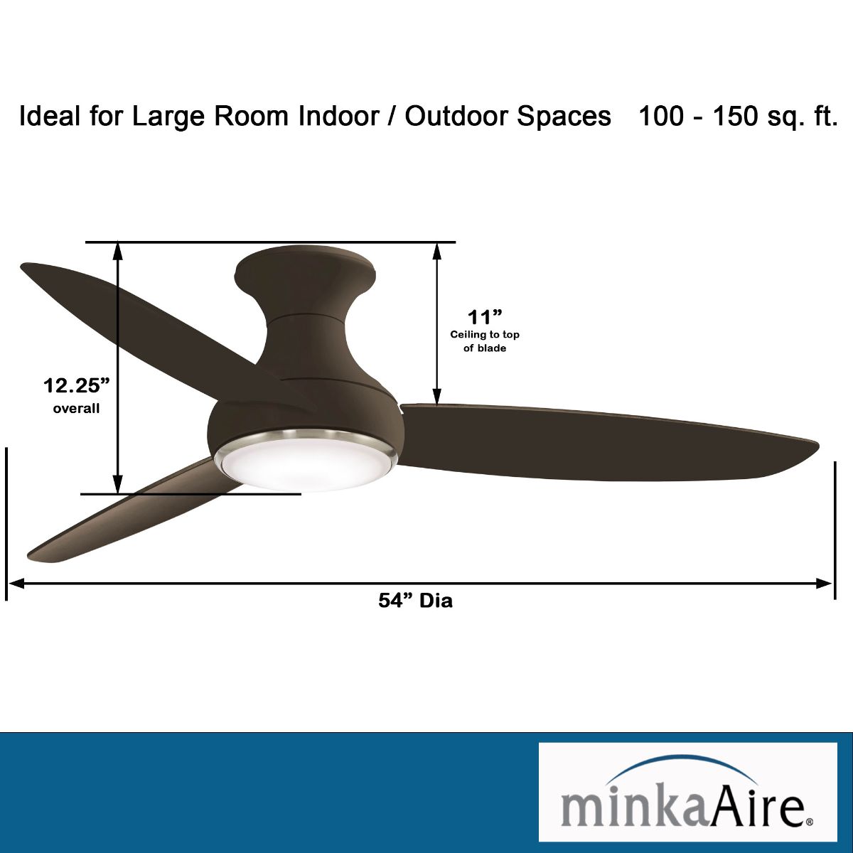 Concept III 54" Bronze Outdoor Hugger LED Smart Ceiling Fan - Bees Lighting