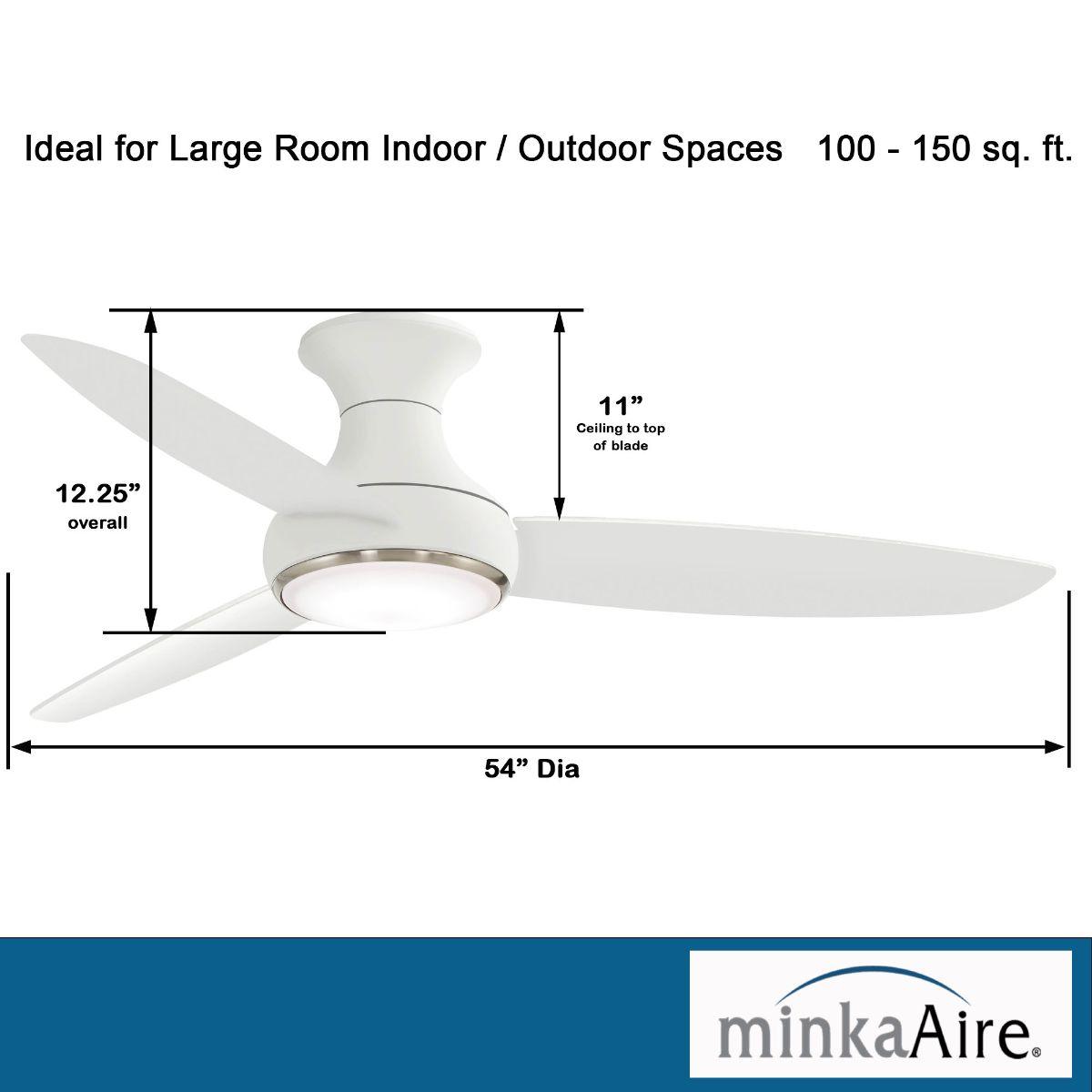 Concept III 54" White Outdoor Hugger LED Smart Ceiling Fan - Bees Lighting