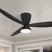 Hourglass 58" LED Smart Flush Mount Ceiling Fan, Black Coal - Bees Lighting