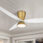 Hourglass 58" LED Smart Flush Mount Ceiling Fan, Brass - Bees Lighting