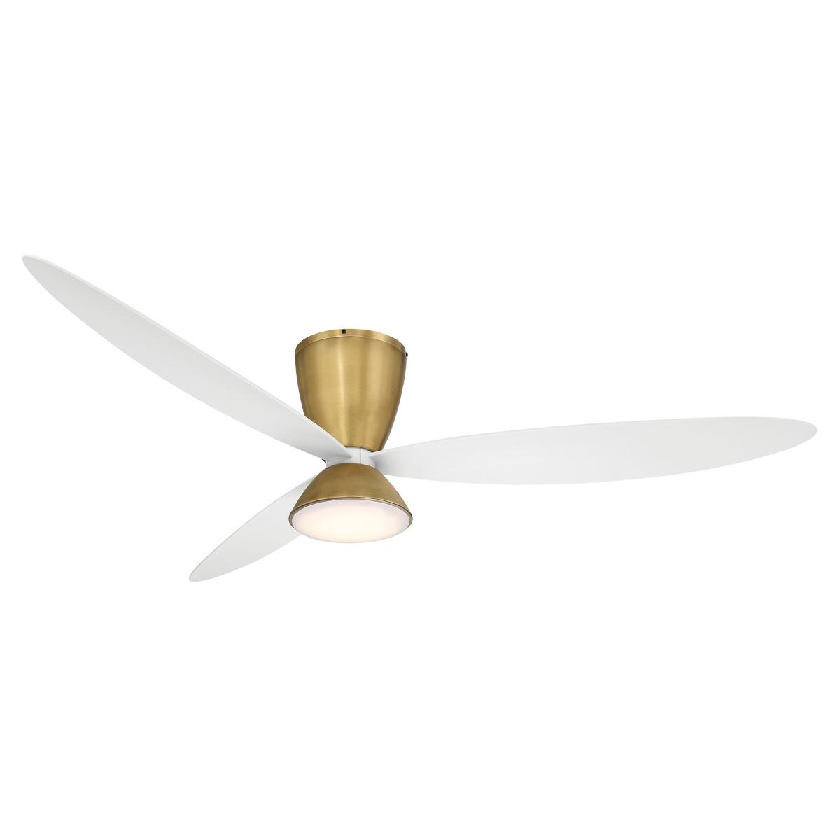 Hourglass 58" LED Smart Flush Mount Ceiling Fan, Brass - Bees Lighting