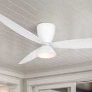 Hourglass 58" LED Smart Flush Mount Ceiling Fan, White - Bees Lighting