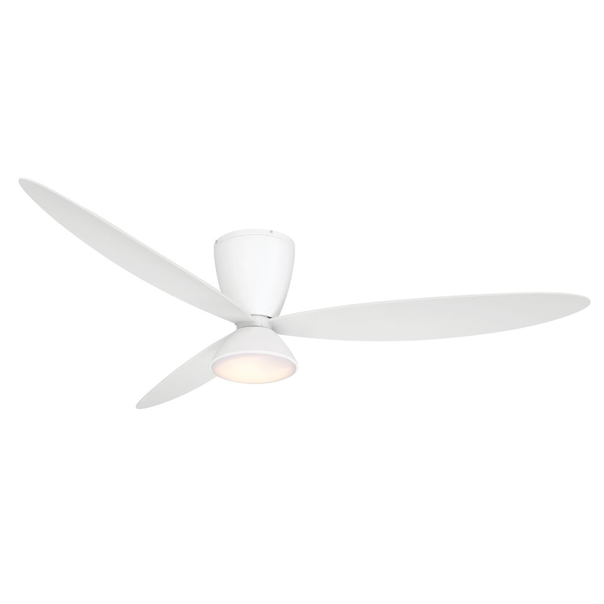 Hourglass 58" LED Smart Flush Mount Ceiling Fan, White - Bees Lighting