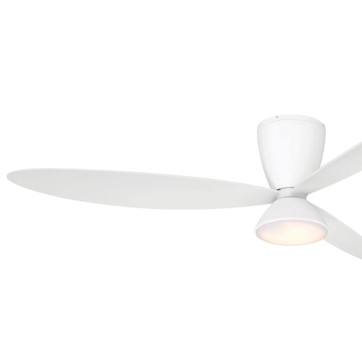 Hourglass 58" LED Smart Flush Mount Ceiling Fan, White - Bees Lighting