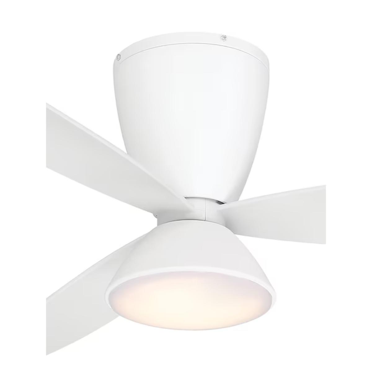 Hourglass 58" LED Smart Flush Mount Ceiling Fan, White - Bees Lighting