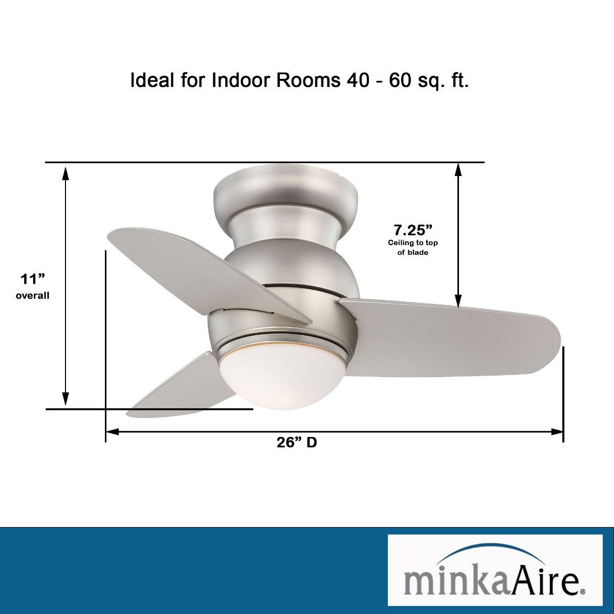 Spacesaver LED 26" Steel Hugger Ceiling Fan with Wall Control - Bees Lighting