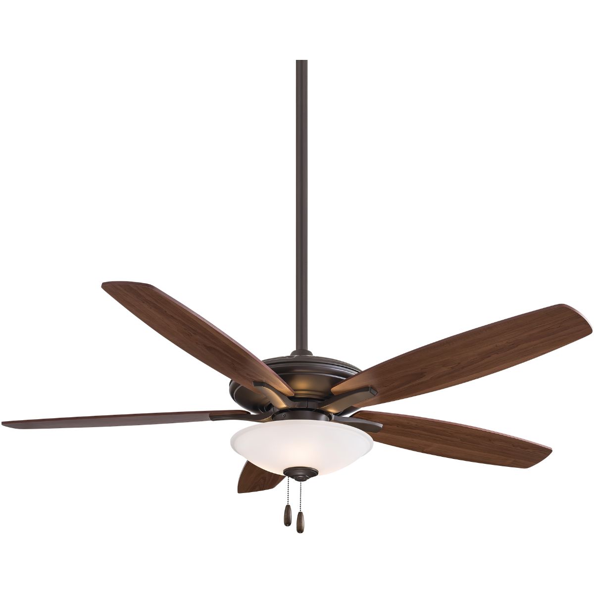 Mojo LED 52" Bronze Ceiling Fan with Pull Chain, Frosted White Glass - Bees Lighting