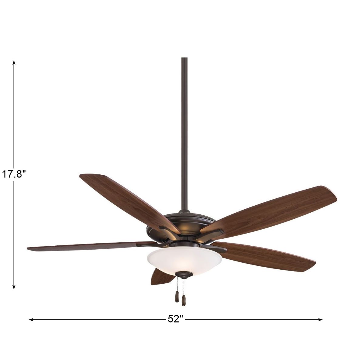 Mojo LED 52" Bronze Ceiling Fan with Pull Chain, Frosted White Glass - Bees Lighting