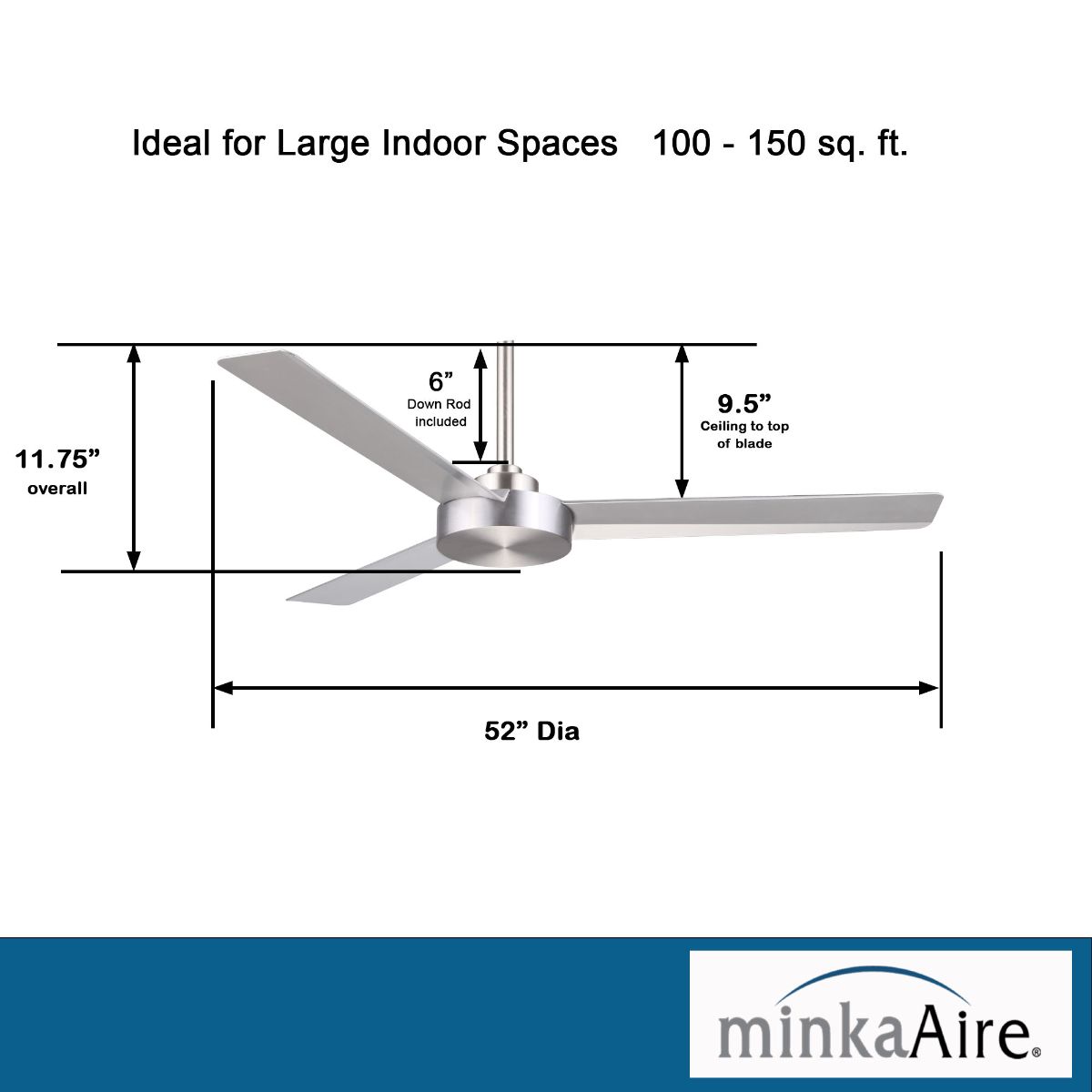Roto 52" Aluminum Ceiling Fan with Wall Control - Bees Lighting