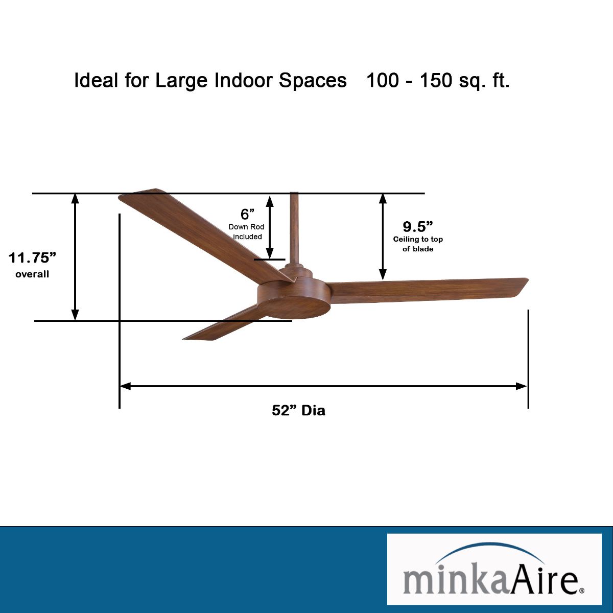 Roto 52" Koa Ceiling Fan with Wall Control - Bees Lighting