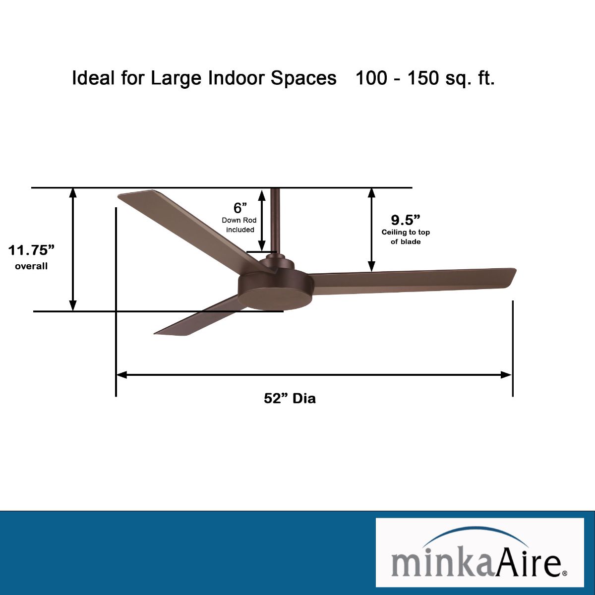 Roto 52" Bronze Ceiling Fan with Wall Control - Bees Lighting