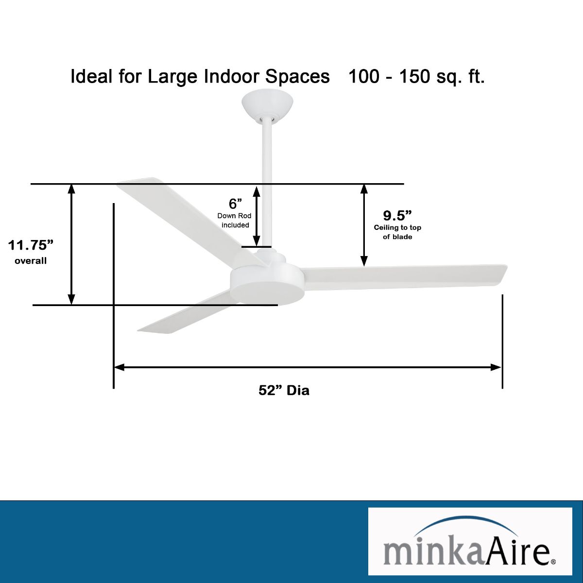 Roto 52" White Ceiling Fan with Wall Control - Bees Lighting
