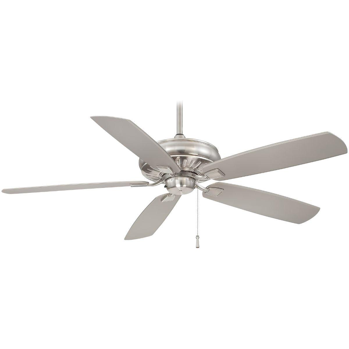 Sunseeker 60" Brushed Nickel Outdoor Ceiling Fan with Pull Chain - Bees Lighting
