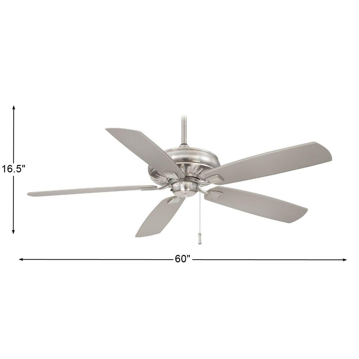 Sunseeker 60" Brushed Nickel Outdoor Ceiling Fan with Pull Chain - Bees Lighting