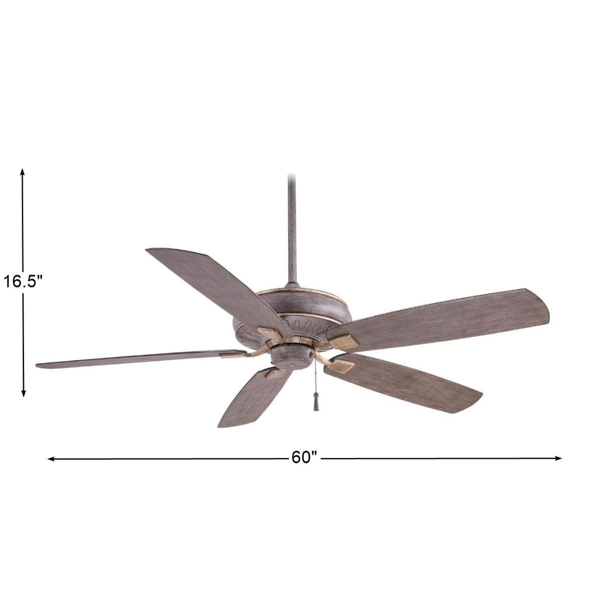 Sunseeker 60" Driftwood Outdoor Ceiling Fan with Pull Chain - Bees Lighting