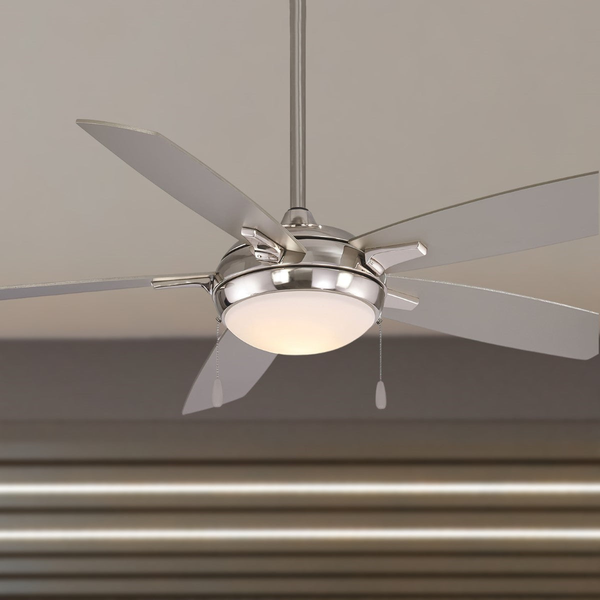 Lun-Aire LED 54" Nickel Ceiling Fan with Pull Chain - Bees Lighting