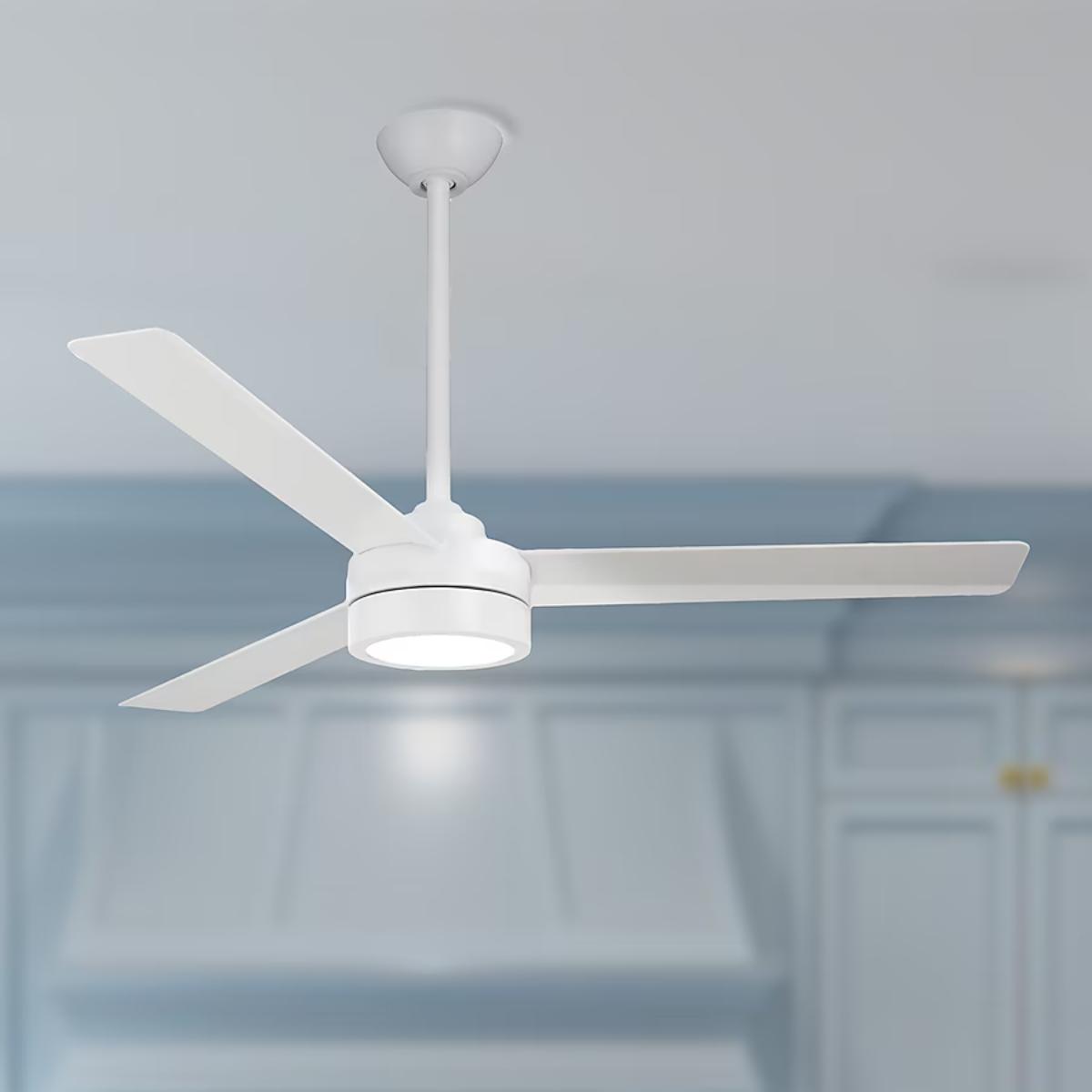 Roto LED 52" White Ceiling Fan with Etched Lens - Bees Lighting