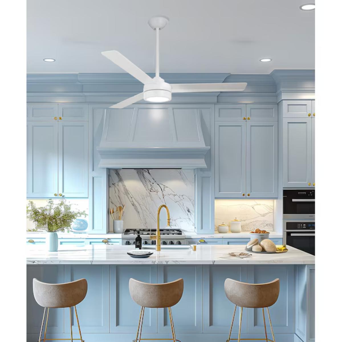 Roto LED 52" White Ceiling Fan with Etched Lens