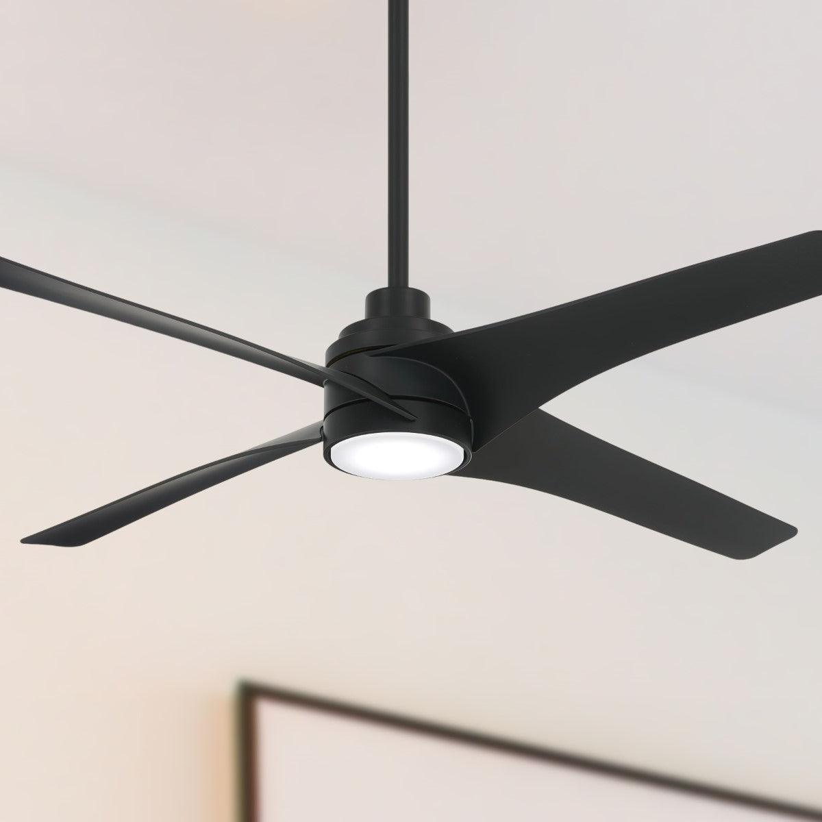 Swept 56 Inch Contemporary Ceiling Fan With Light And Remote - Bees Lighting