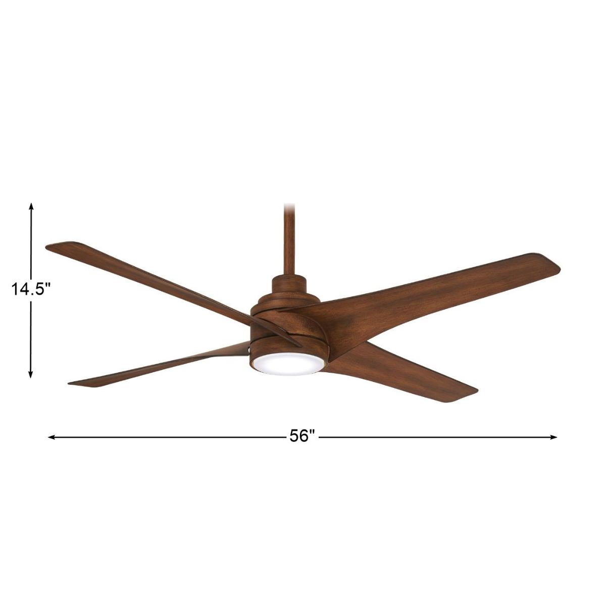 Swept LED 56" Distressed Koa Ceiling Fan with Remote - Bees Lighting