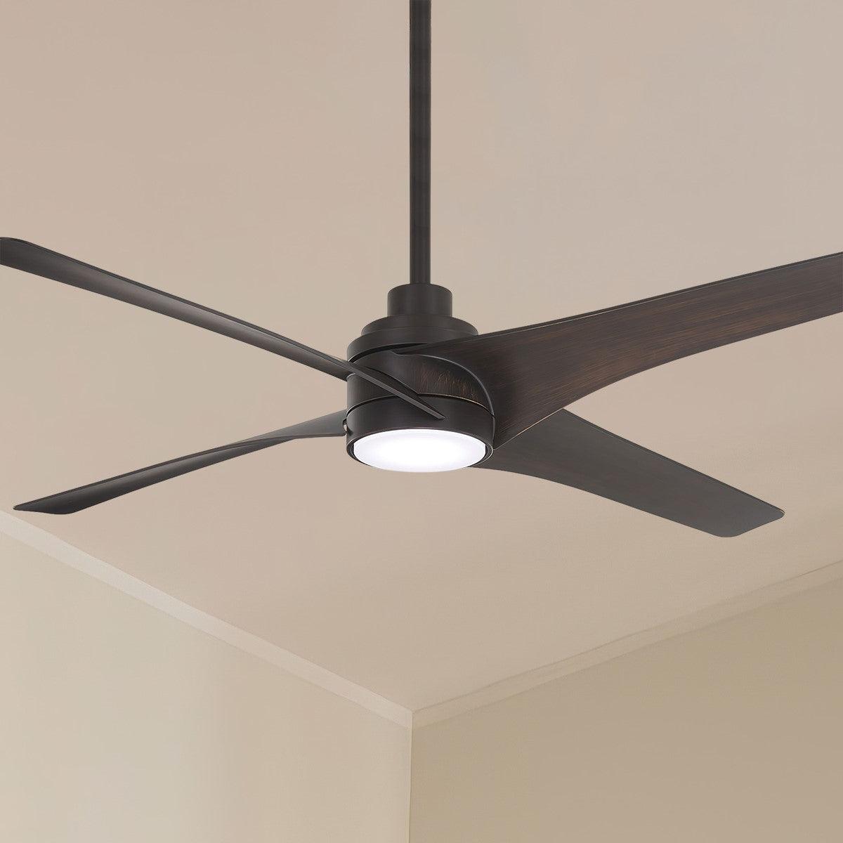 Swept 56 Inch Contemporary Ceiling Fan With Light And Remote