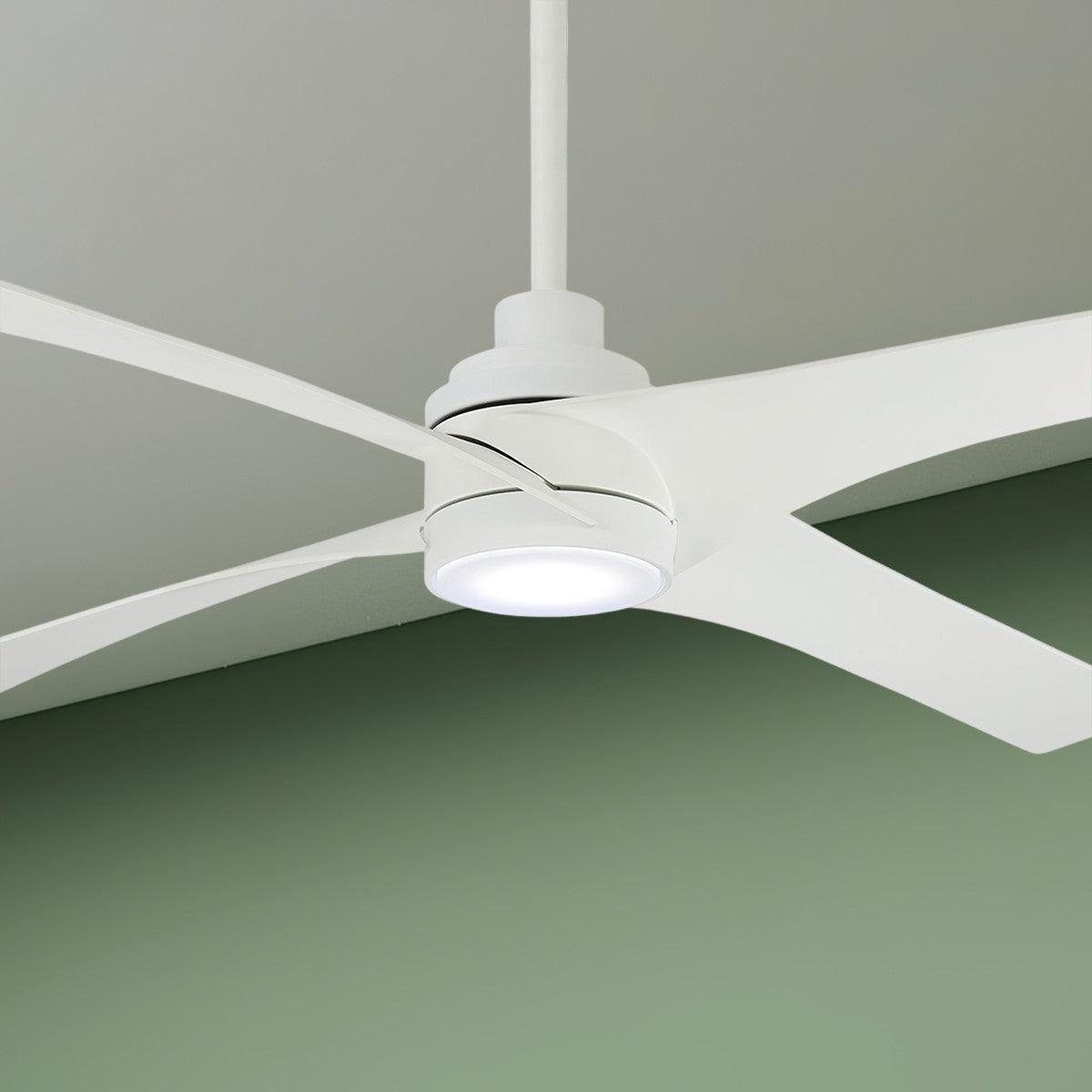 Swept 56 Inch Contemporary Ceiling Fan With Light And Remote