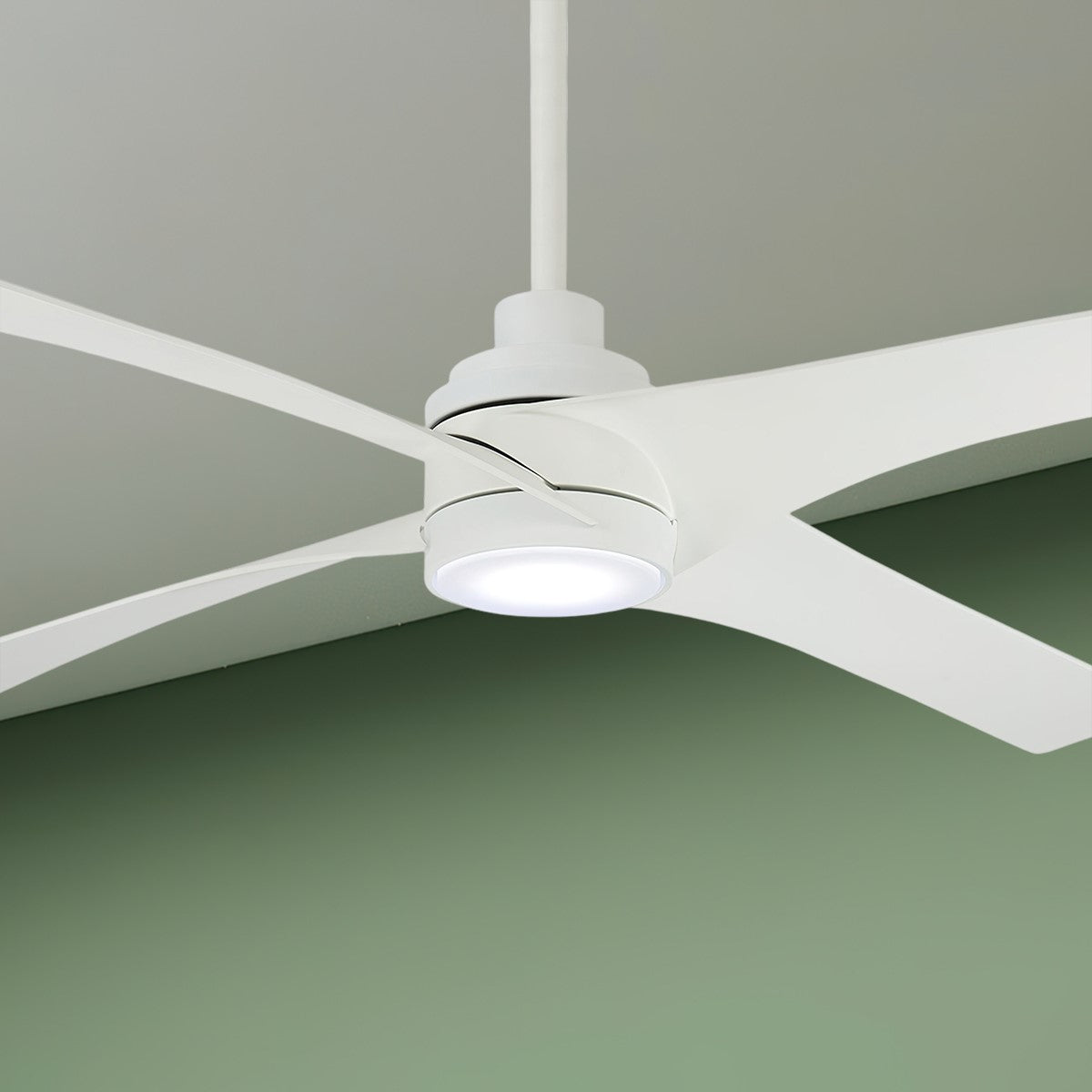 Swept LED 56" Flat White Ceiling Fan with Remote - Bees Lighting