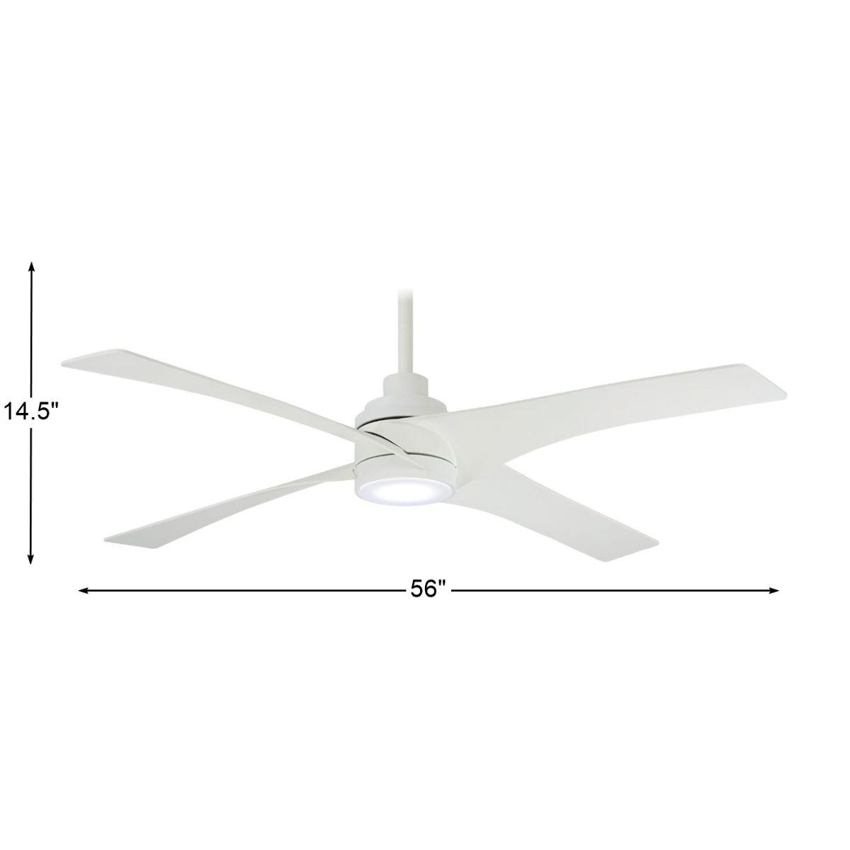 Swept LED 56" Flat White Ceiling Fan with Remote - Bees Lighting