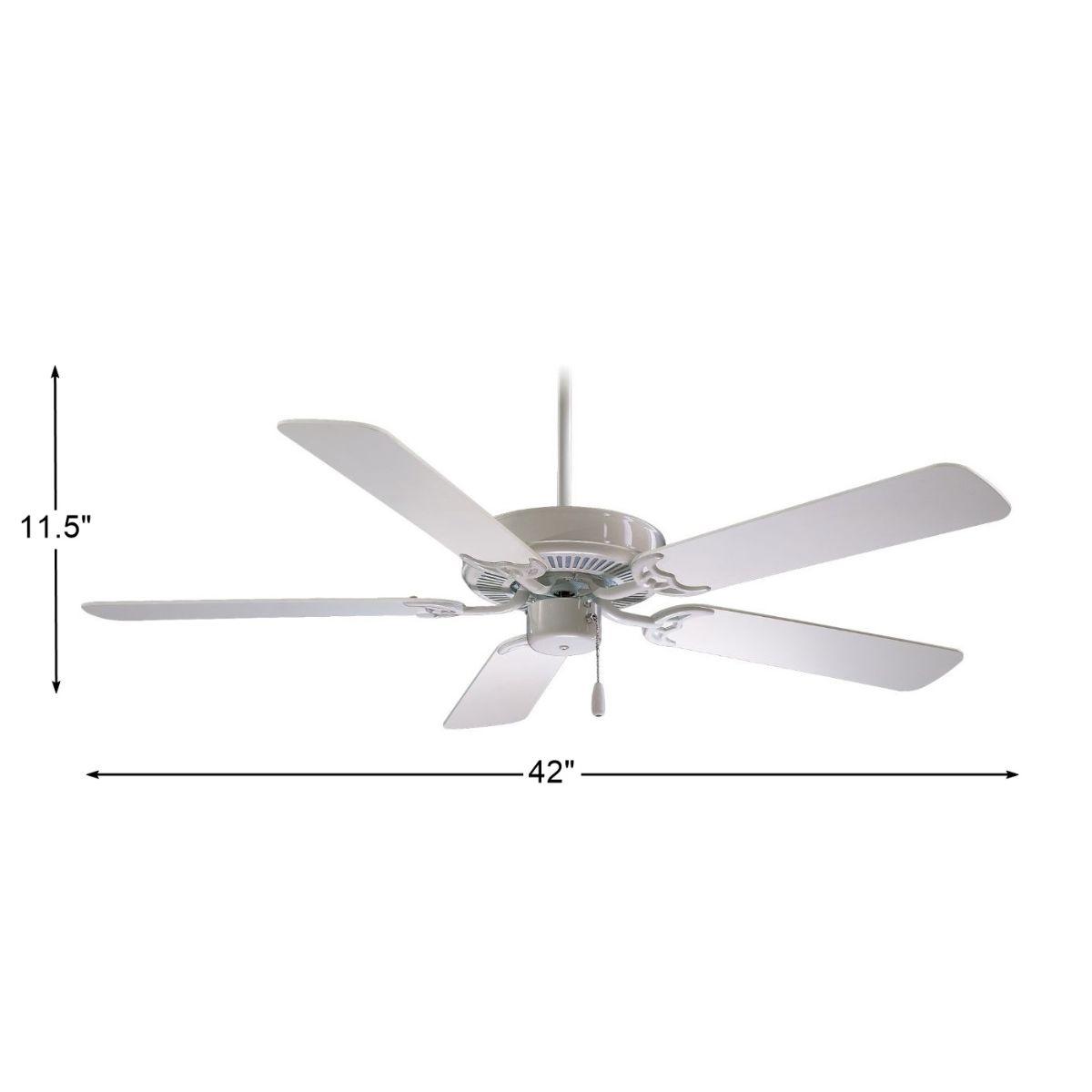 Contractor 42 Inch Ceiling Fan with Pull Chain, White - Bees Lighting