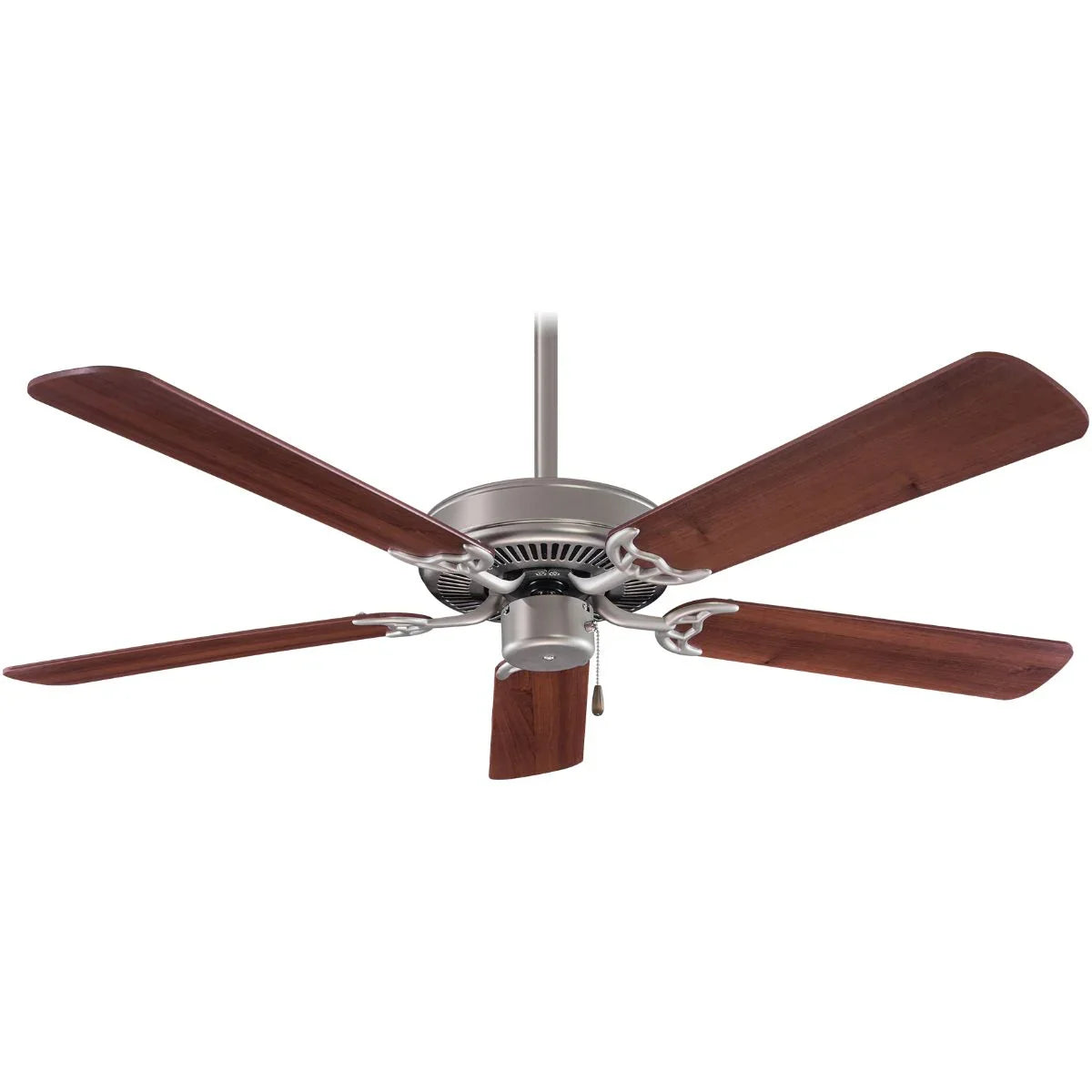 Contractor 52" Ceiling Fan with Pull Chain, Brushed Steel with Dark Walnut Blades - Bees Lighting
