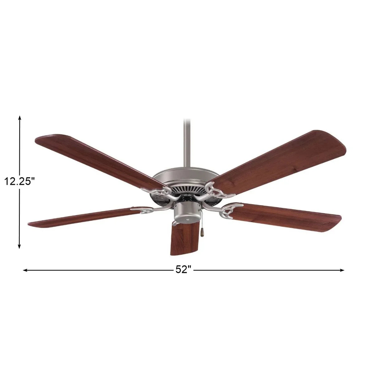 Contractor 52" Ceiling Fan with Pull Chain, Brushed Steel with Dark Walnut Blades - Bees Lighting