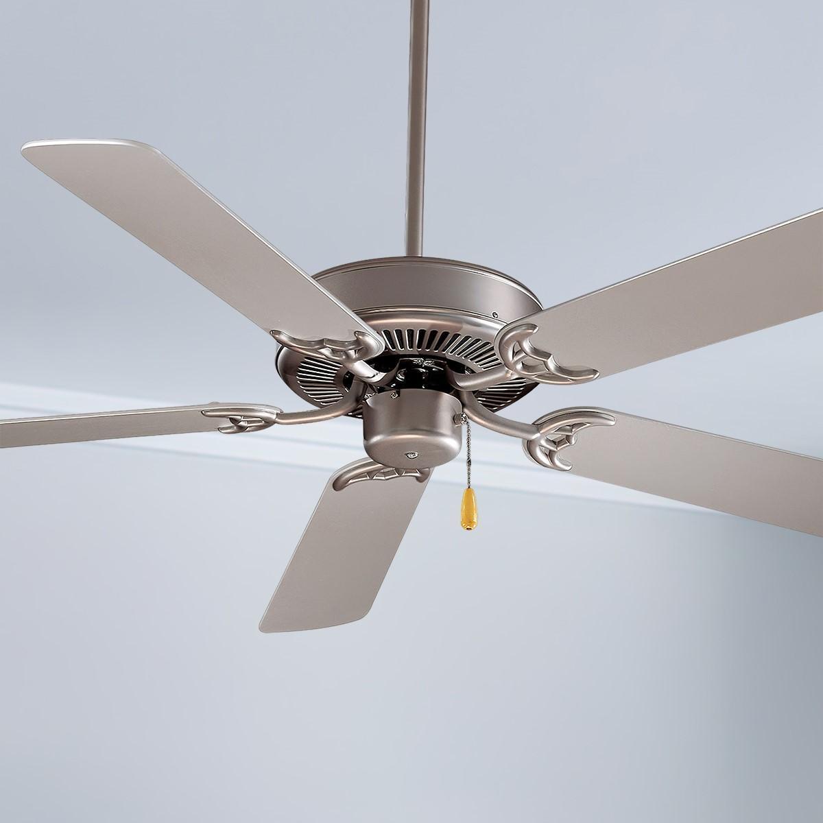 Contractor 52 Inch Ceiling Fan with Pull Chain, Brushed Steel with Silver Blades - Bees Lighting