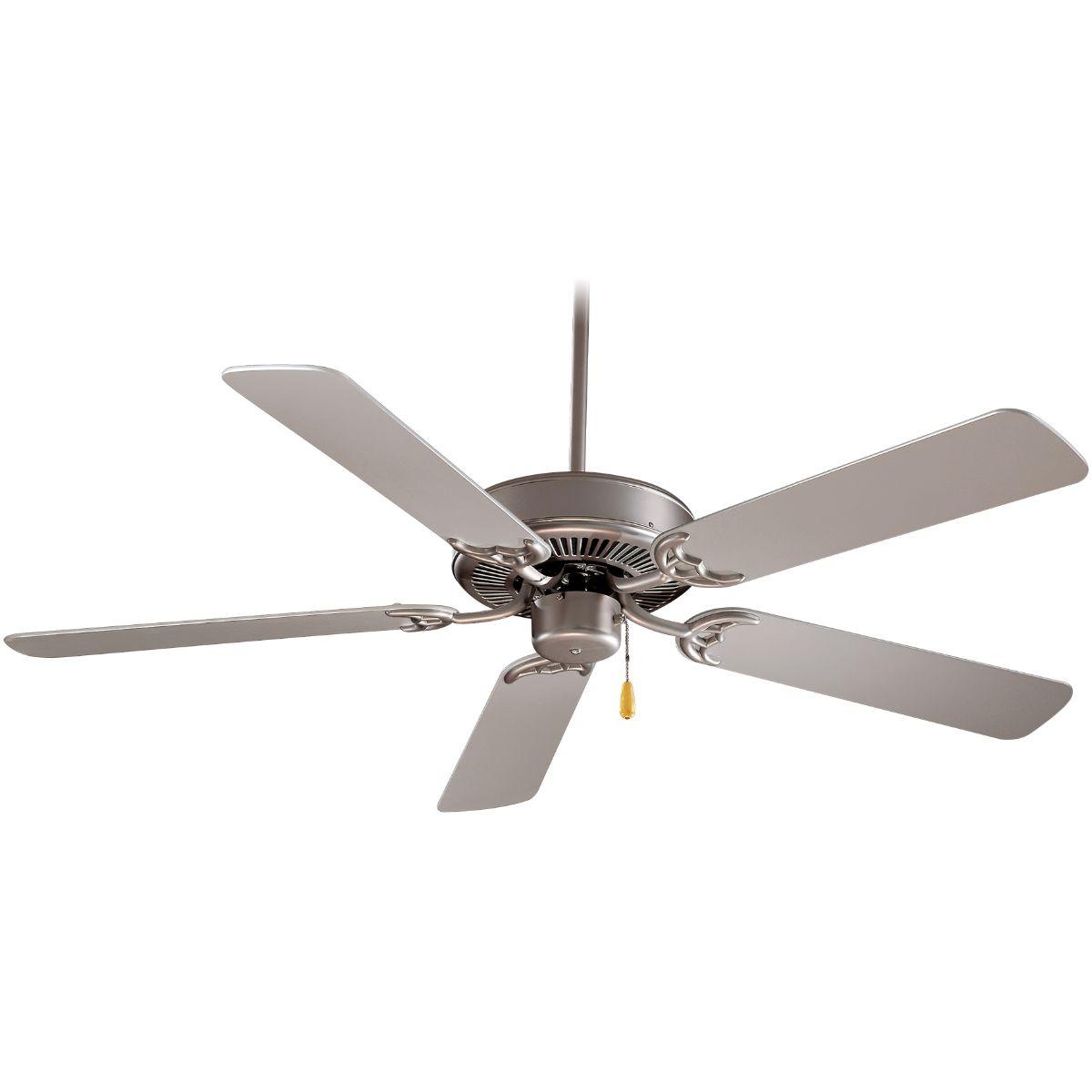 Contractor 52 Inch Ceiling Fan with Pull Chain, Brushed Steel with Silver Blades - Bees Lighting