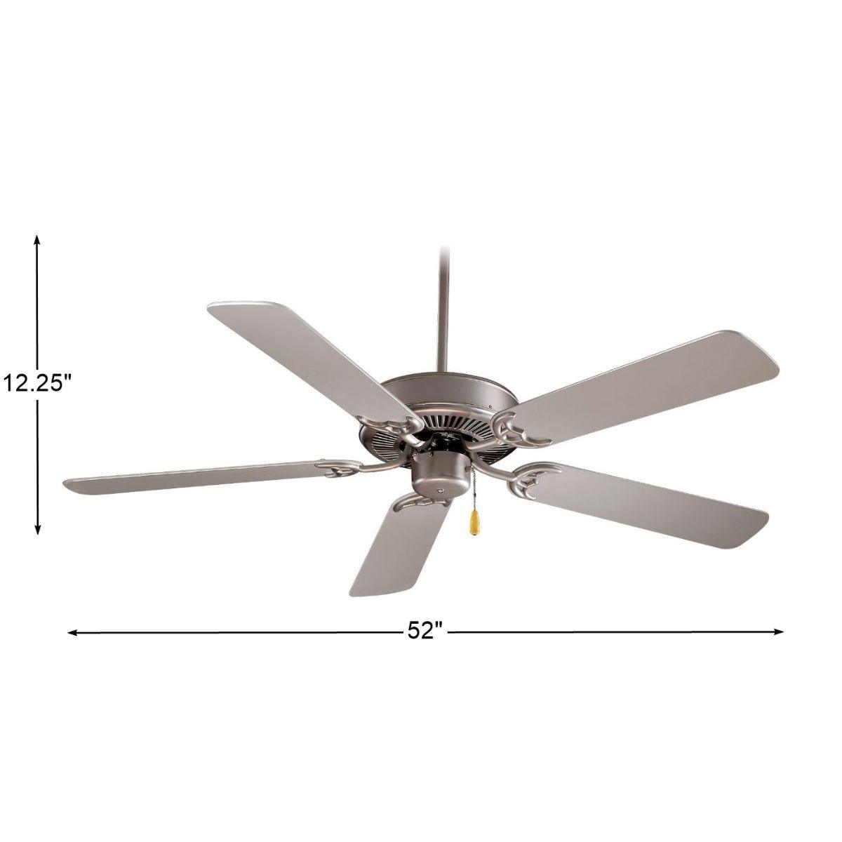 Contractor 52 Inch Ceiling Fan with Pull Chain, Brushed Steel with Silver Blades - Bees Lighting