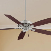 Watt 60" Polished Nickel Ceiling Fan with Pull Chain - Bees Lighting
