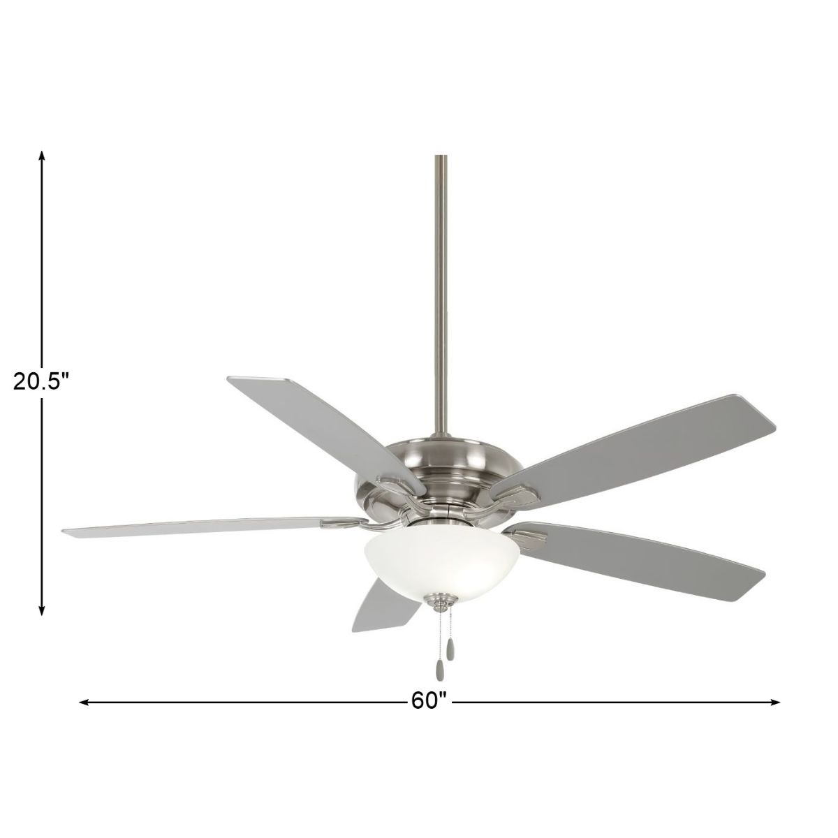 Watt II LED 60" Brushed Nickel Ceiling Fan with Pull Chain - Bees Lighting