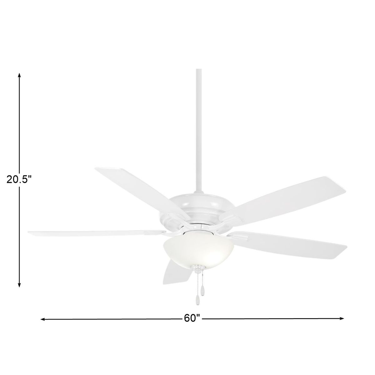Watt II LED 60" White Ceiling Fan with Pull Chain - Bees Lighting