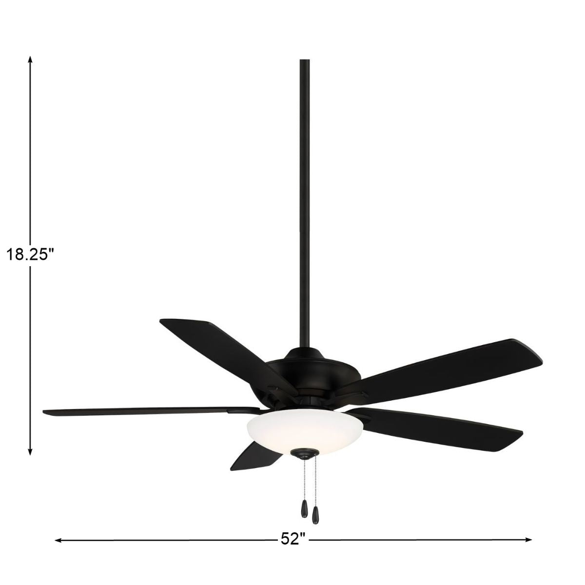 Minute LED 52" Black Coal Ceiling Fan with Pull Chain - Bees Lighting