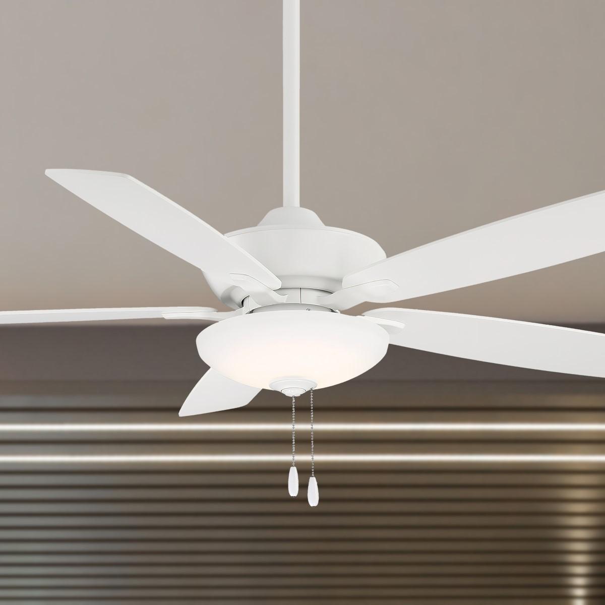 Minute LED 52" White Ceiling Fan with Pull Chain - Bees Lighting