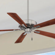 Contractor Plus 52" Ceiling Fan with Pull Chain, Brushed Nickel with Walnut Blades - Bees Lighting