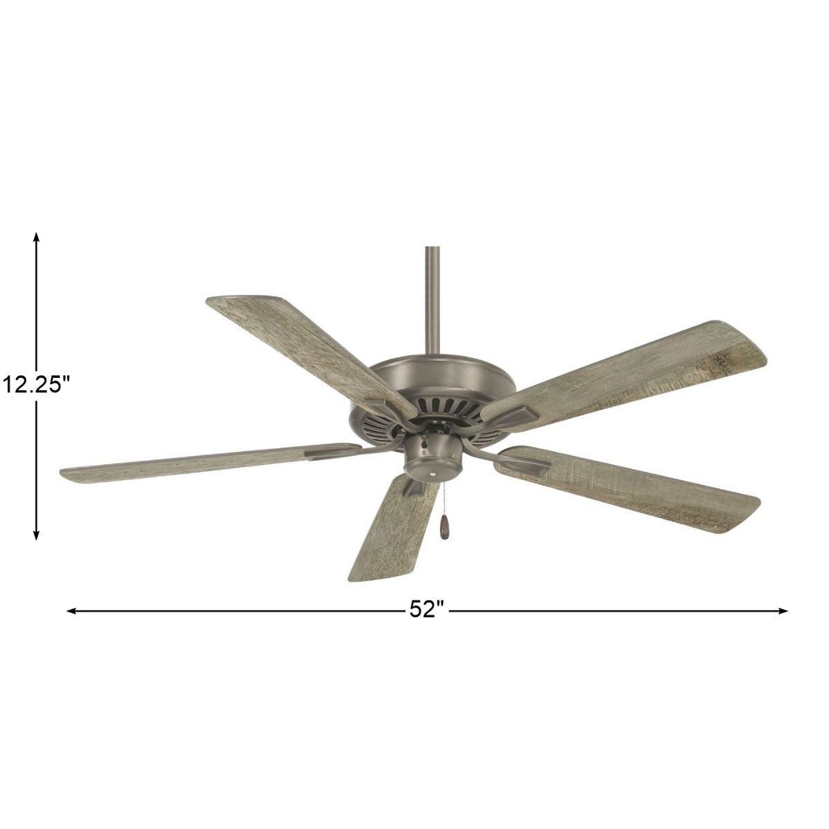 Contractor Plus 52" Ceiling Fan with Pull Chain, Burnished Nickel - Bees Lighting