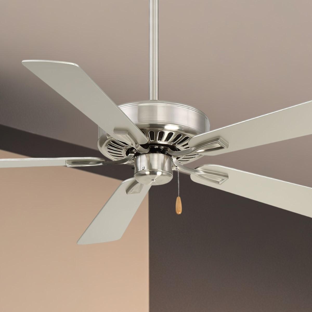 Contractor Plus 52" Ceiling Fan with Pull Chain, Brushed Nickel with Silver Blades - Bees Lighting