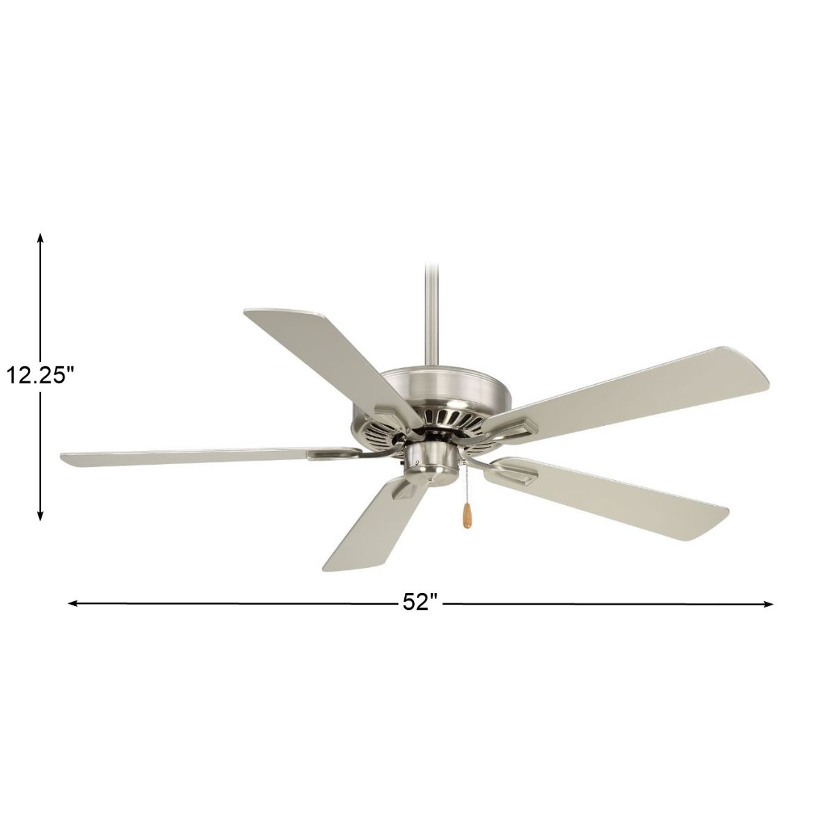 Contractor Plus 52" Ceiling Fan with Pull Chain, Brushed Nickel with Silver Blades - Bees Lighting