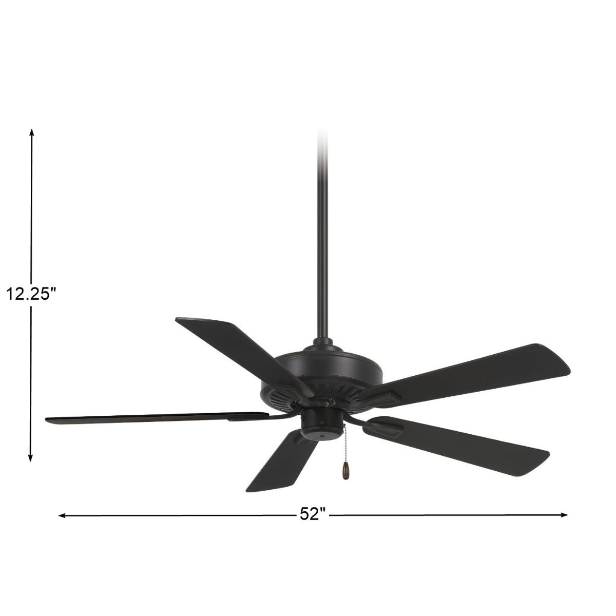 Contractor Plus 52" Ceiling Fan with Pull Chain, Black Coal - Bees Lighting