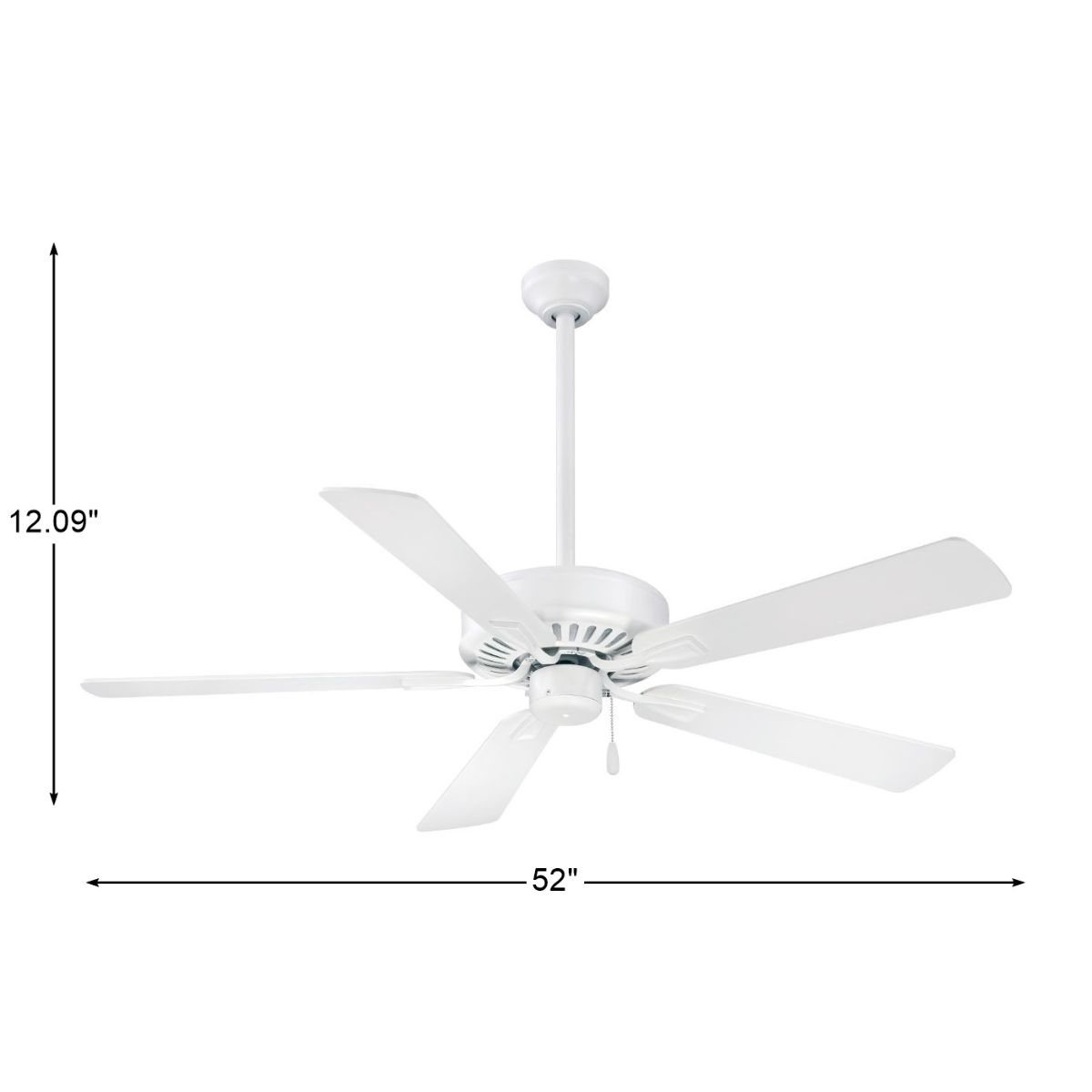 Contractor Plus 52" Ceiling Fan with Pull Chain, Flat White - Bees Lighting