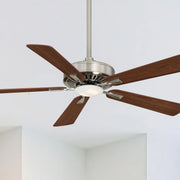 Contractor Plus LED 52" Ceiling Fan with Remote, Brushed Nickel with Walnut Blades - Bees Lighting